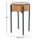 26.5" Brown Wood Handmade Slatted Side End Accent Table with Black Legs